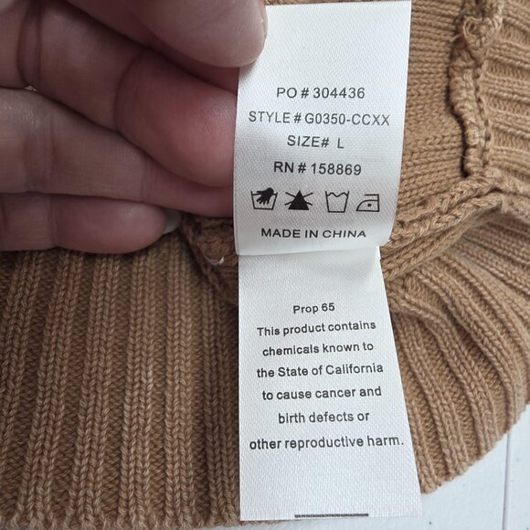 CBRAND Sweater Womens Large Tan Distressed Surplice V Neck Long Sleeve Pullover - Picture 8 of 10
